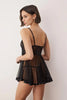 Black Tulle-Striped Plain Uncapped Babydoll