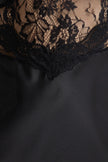 Black Lace and Back Tie Detailed Rope Strap Satin Woven Nightgown