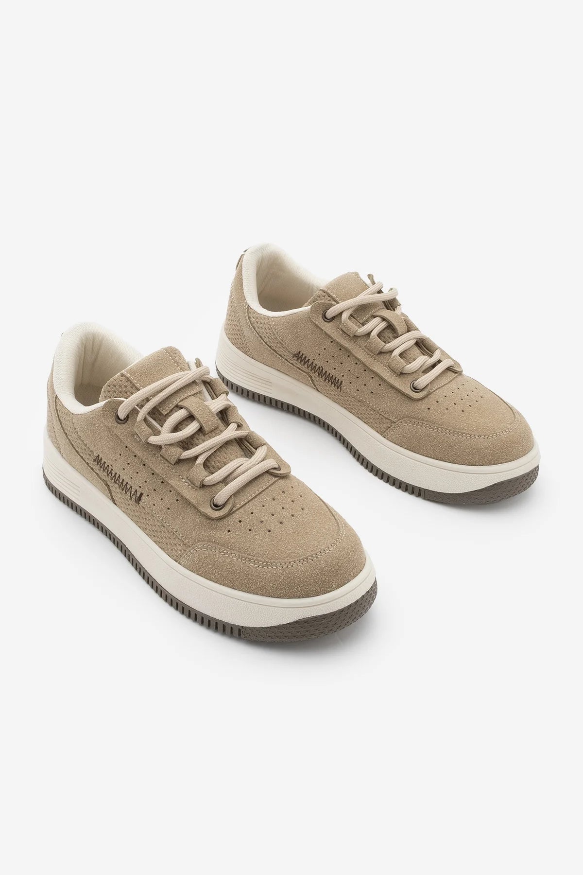 Loske Camel Suede Women’s Thick Sole Sneakers