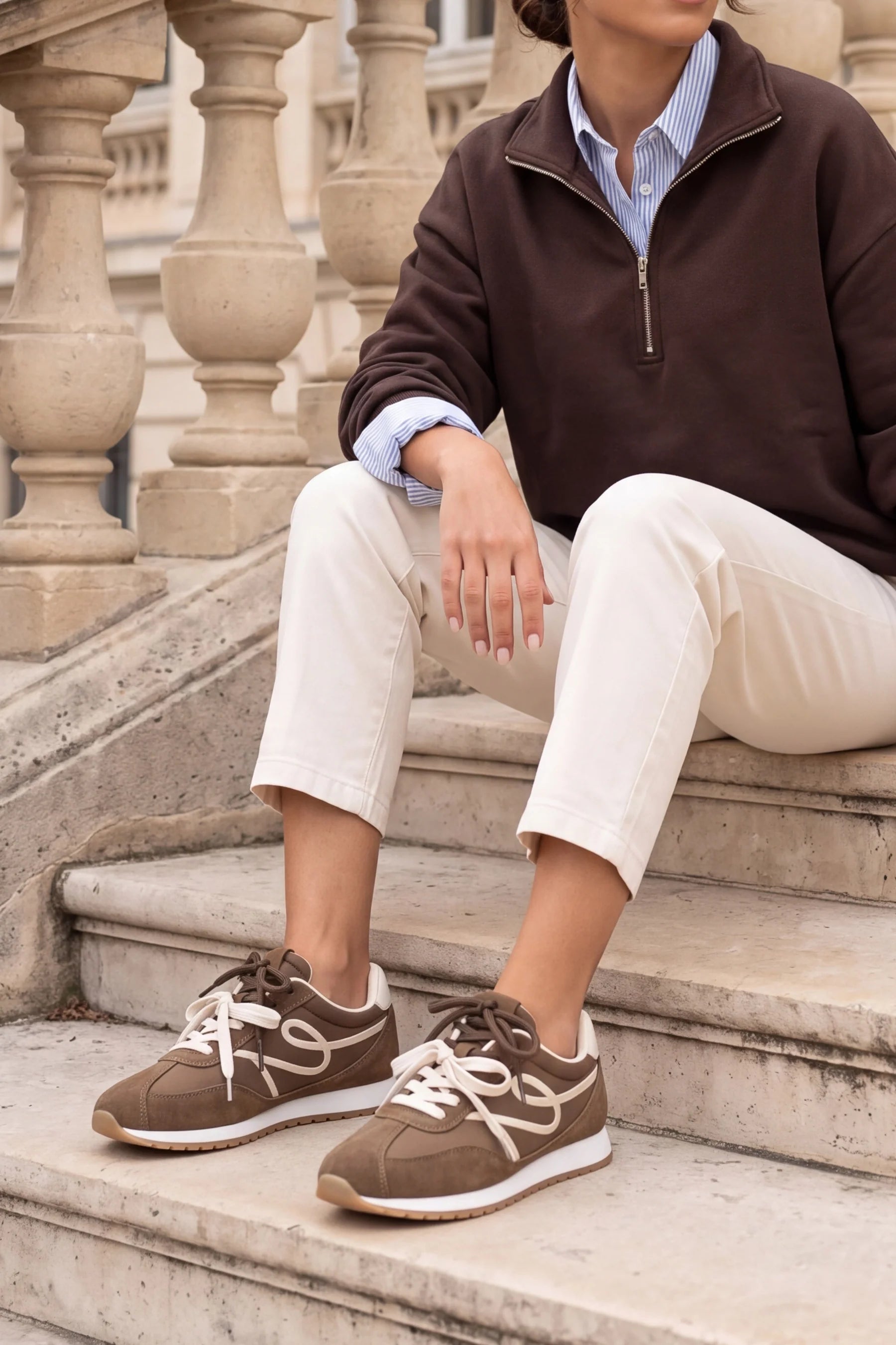 Rivos – Tobacco Brown Suede Lace-Up Casual Sneakers