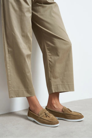 Warner Rome – Beige Genuine Leather Tassel Flat Babet