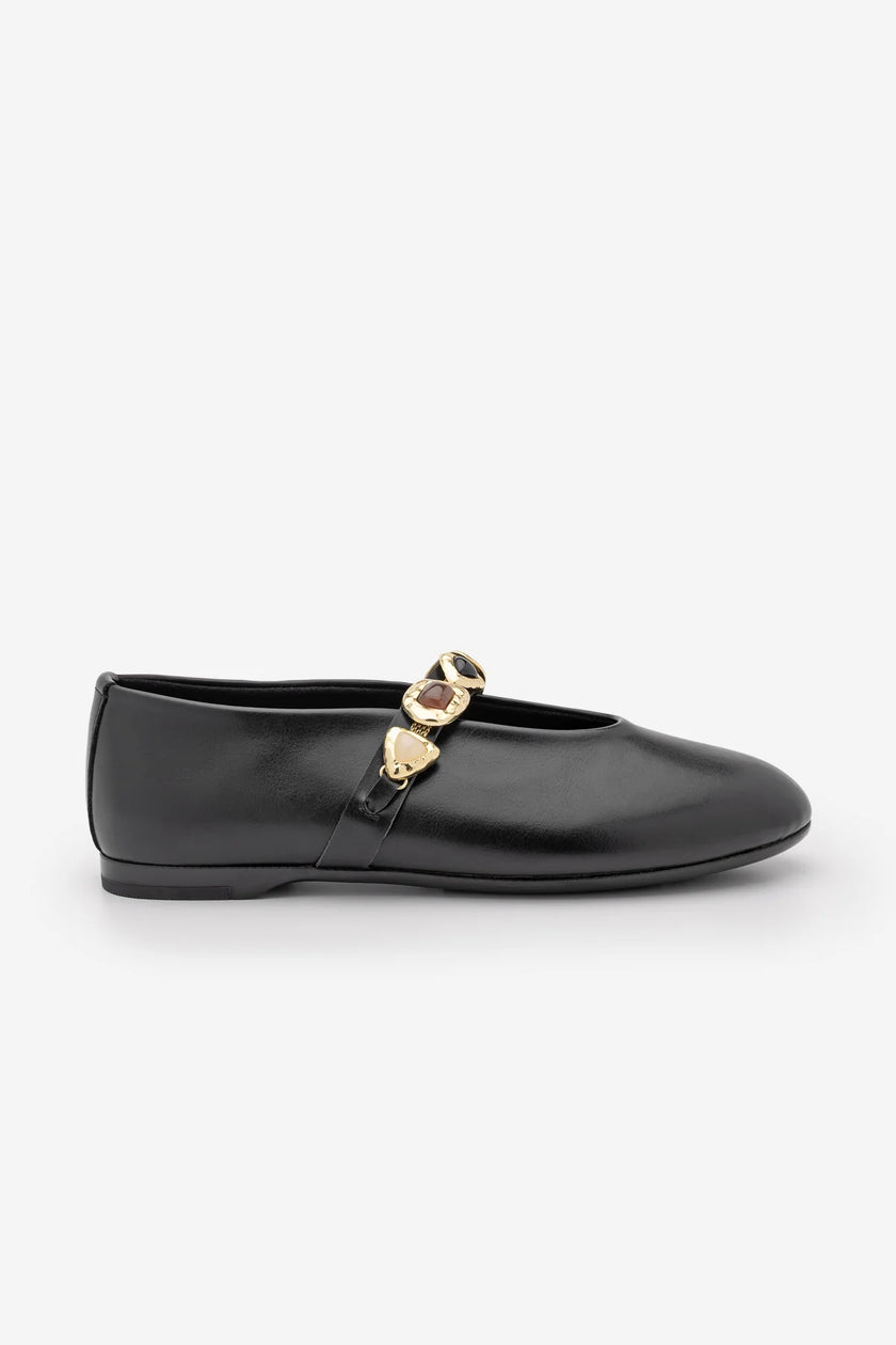 Asora – Brown Suede Embellished Braided Mary Jane Babet Flats