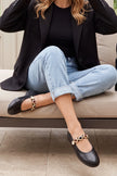 Asora – Brown Suede Embellished Braided Mary Jane Babet Flats