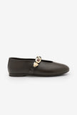 Asora – Brown Embellished Braided Mary Jane Babet Flats