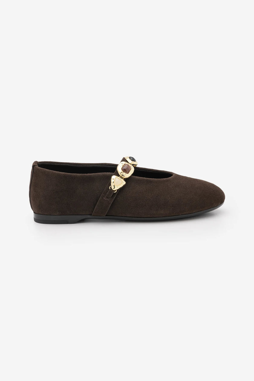 Asora – Black Embellished Braided Mary Jane Babet Flats
