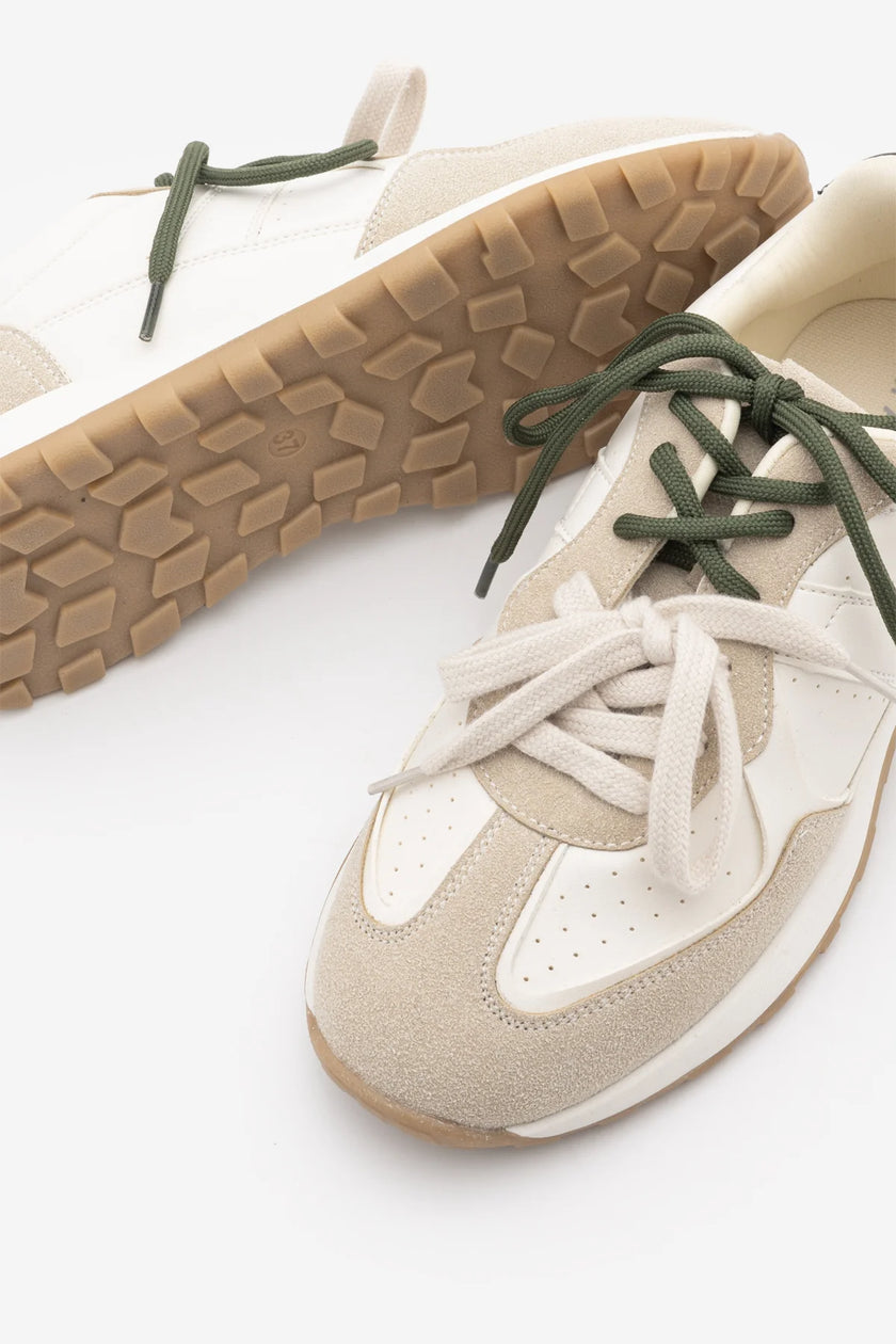 Asune White Multi-Panel Lace-Up Casual Women's Sneakers