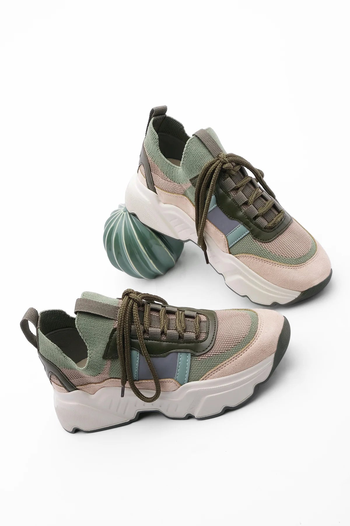 Women's Sneaker Knitted Sports Shoes Volente - Dark green