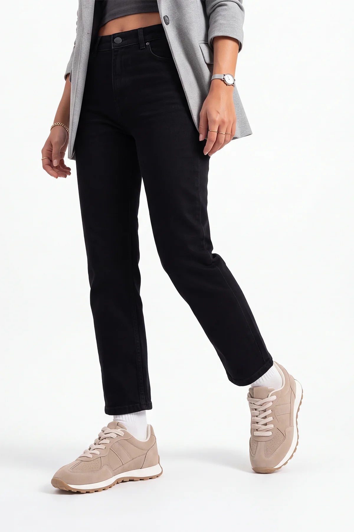 Asune Beige Suede Multi-Panel Lace-Up Women's Sneakers
