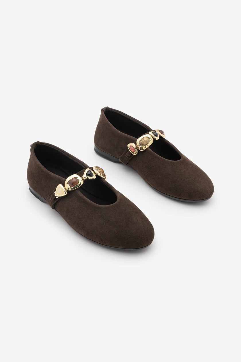 Asora – Black Embellished Braided Mary Jane Babet Flats