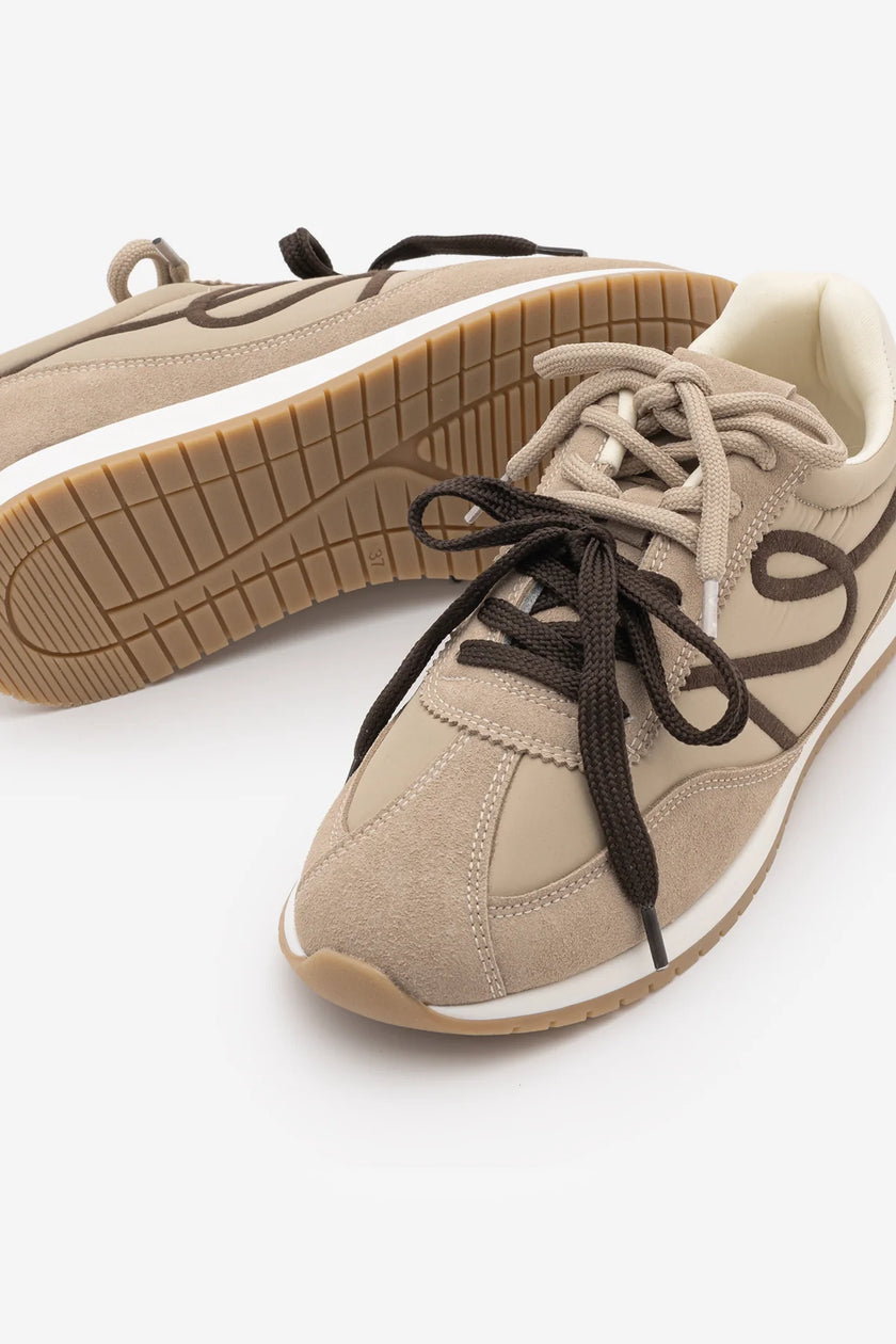 Rivos – Beige Suede Lace-Up Casual Sneakers