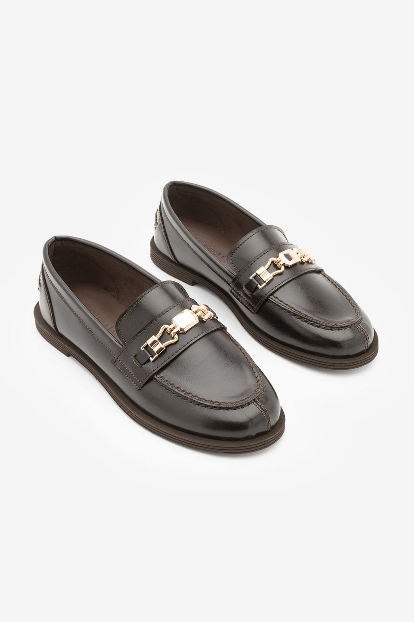 Zamira Women's Buckled Loafer Casual Shoes - Brown