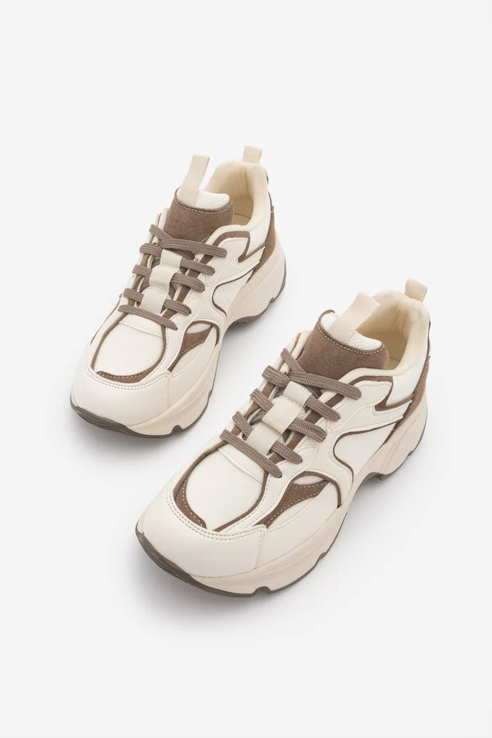 MERITA Ecru Suede Chunky Platform Women's Sneakers