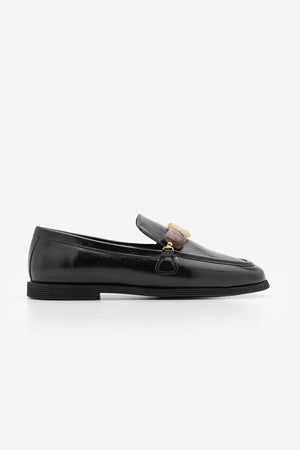 MENIVA Black Stone Detail Women’s Loafers