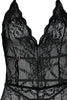 Black Lace Rope Strap Snap Knitted Bodysuit
