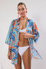Abstract Patterned Midi Woven 100% Cotton Stripe Accessory Beach Dress