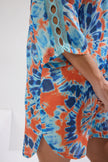 Abstract Patterned Midi Woven 100% Cotton Stripe Accessory Beach Dress