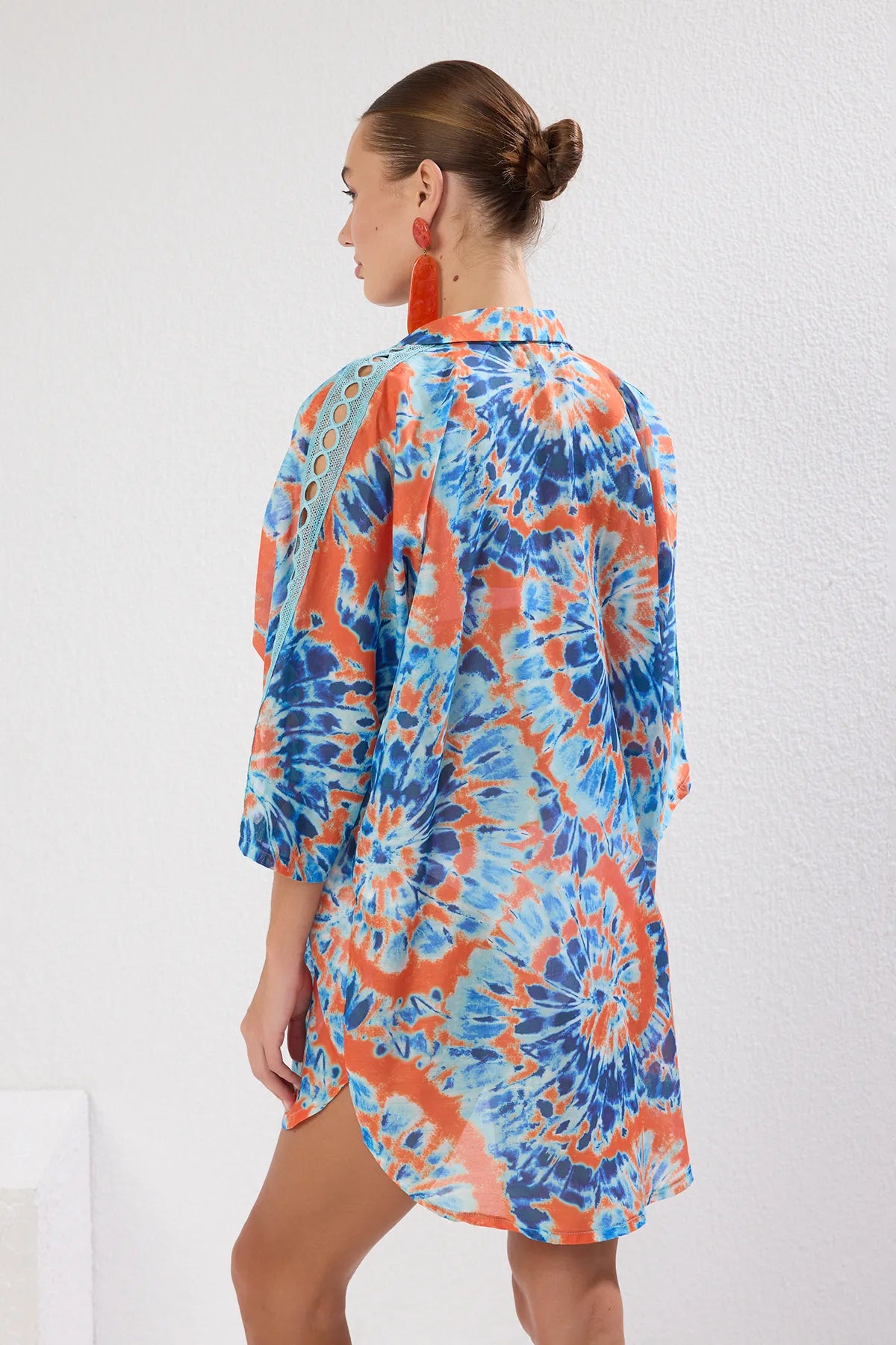Abstract Patterned Midi Woven 100% Cotton Stripe Accessory Beach Dress