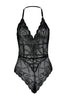 Black Lace Rope Strap Snap Knitted Bodysuit