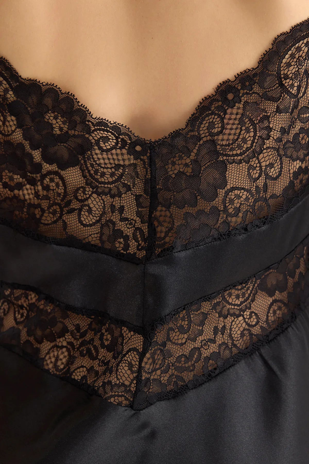 Black Lace Back Rope Strap Satin Woven Nightgown | Nightgowns | Home Wear | Lingerie Black Lace Back Rope Strap Satin Woven Nightgown | Nightgowns | Home Wear | Lingerie