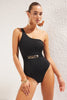 Black One Shoulder Accessory Regular Swimsuit