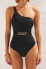 Black One Shoulder Accessory Regular Swimsuit