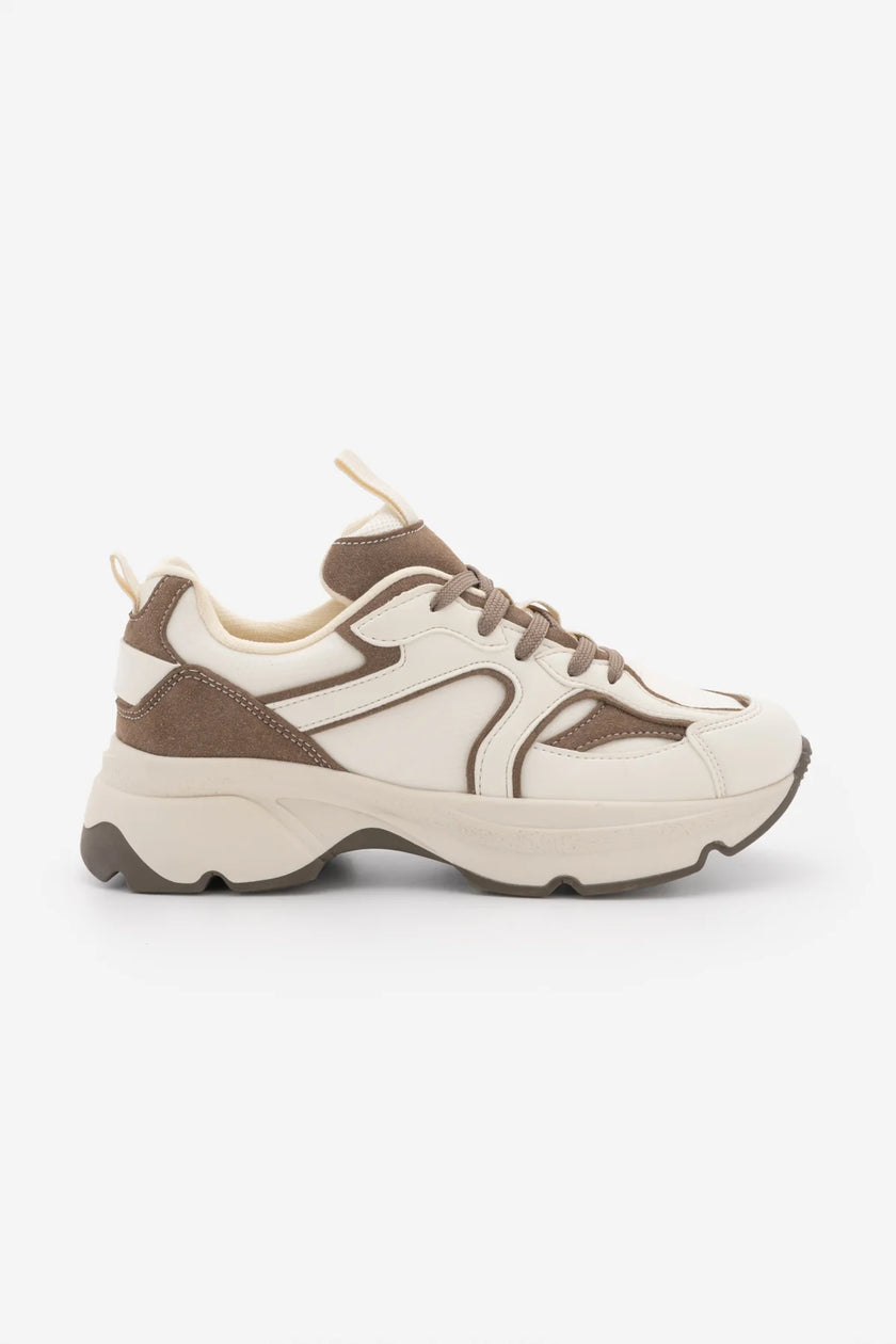 MERITA Ecru Suede Chunky Platform Women's Sneakers