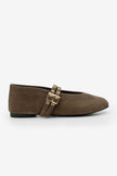 Women's Double-Strap Ballerina Bekosa - Brown Suede