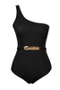 Black One Shoulder Accessory Regular Swimsuit
