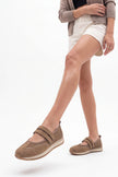 Hopato – Camel Suede Women’s Double-Strap Mary Jane Sneakers