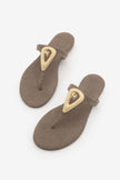 ROLIN Mink Suede Gold Buckle Stone Detail Women’s Flip Flop Sandals