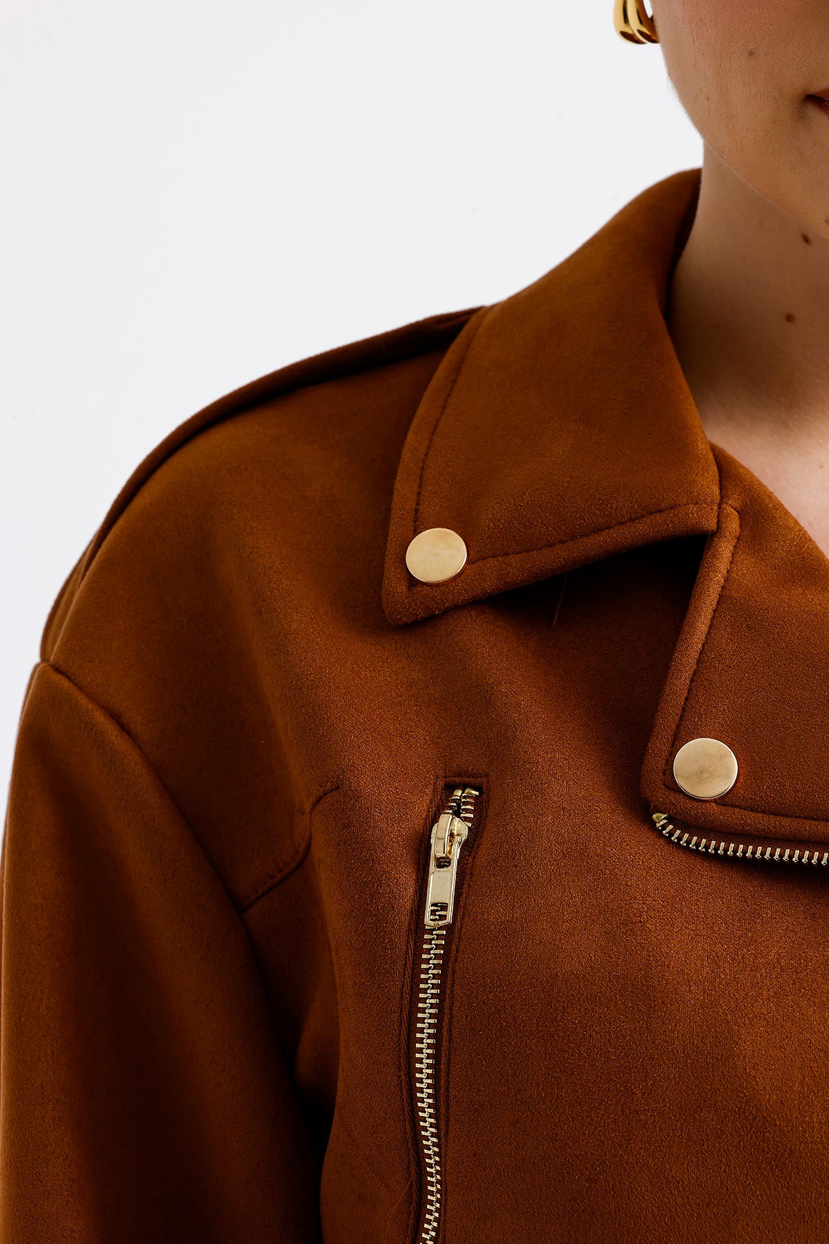 Suede Crop Jacket Brown