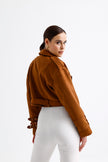 Suede Crop Jacket Brown