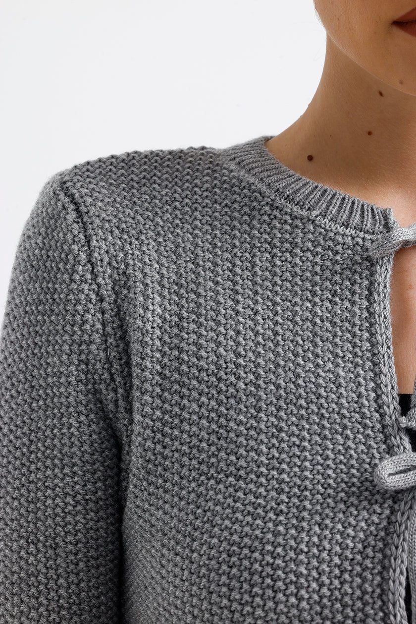 Laced Cardigan Gray