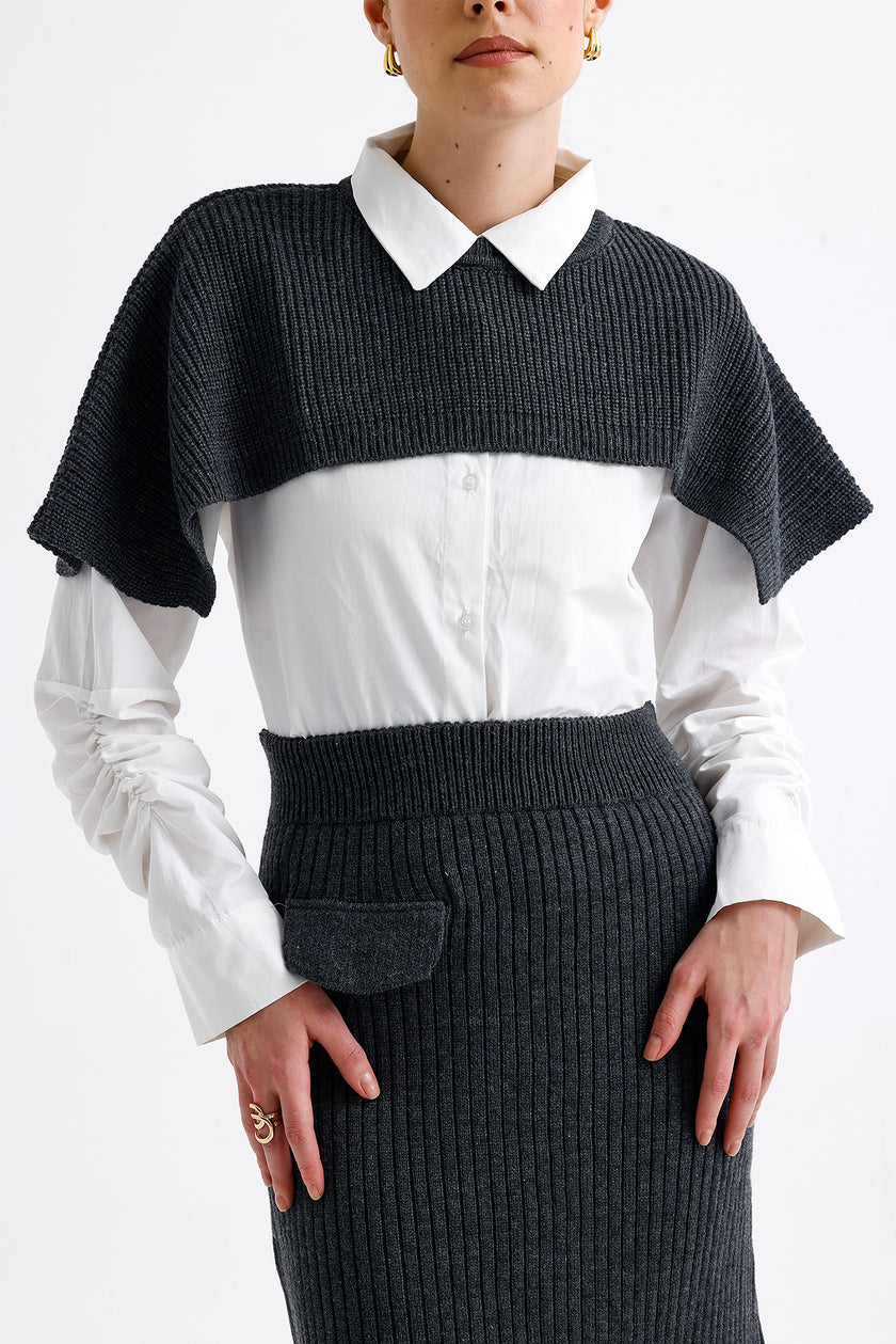 Knitwear 3-Piece Skirt Set Gray