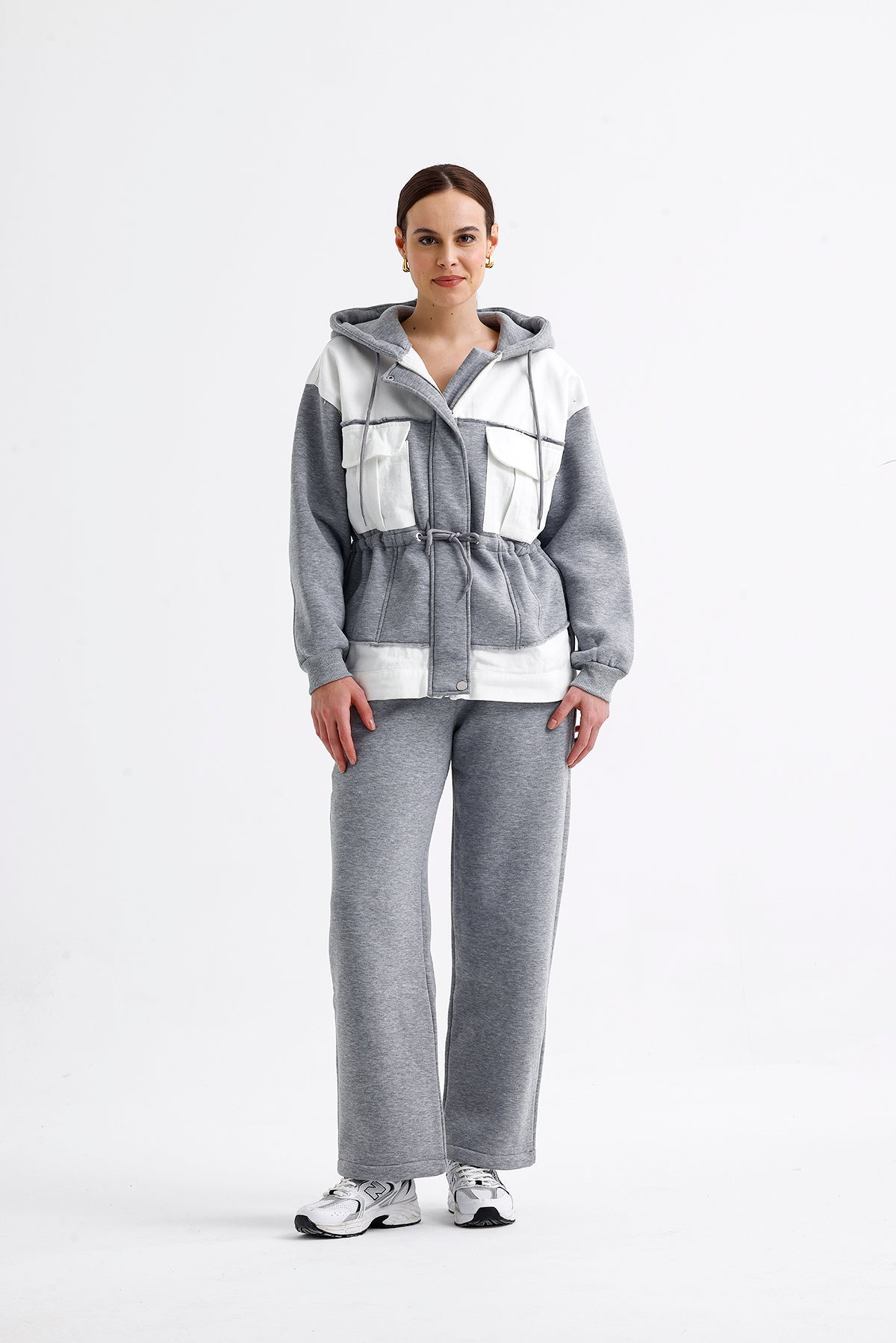 Gabardine Tracksuit Coat Set Gray 7022