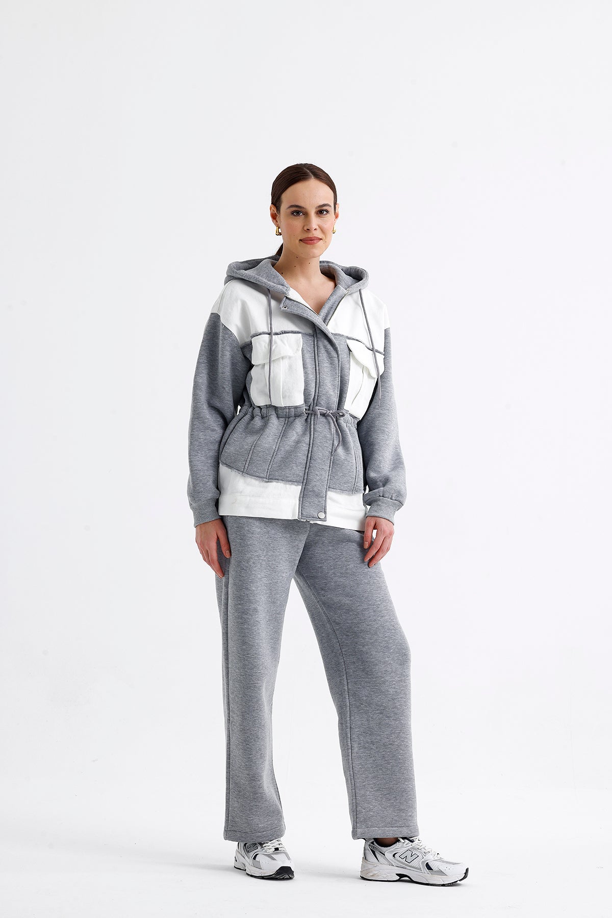 Gabardine Tracksuit Coat Set Gray 7022