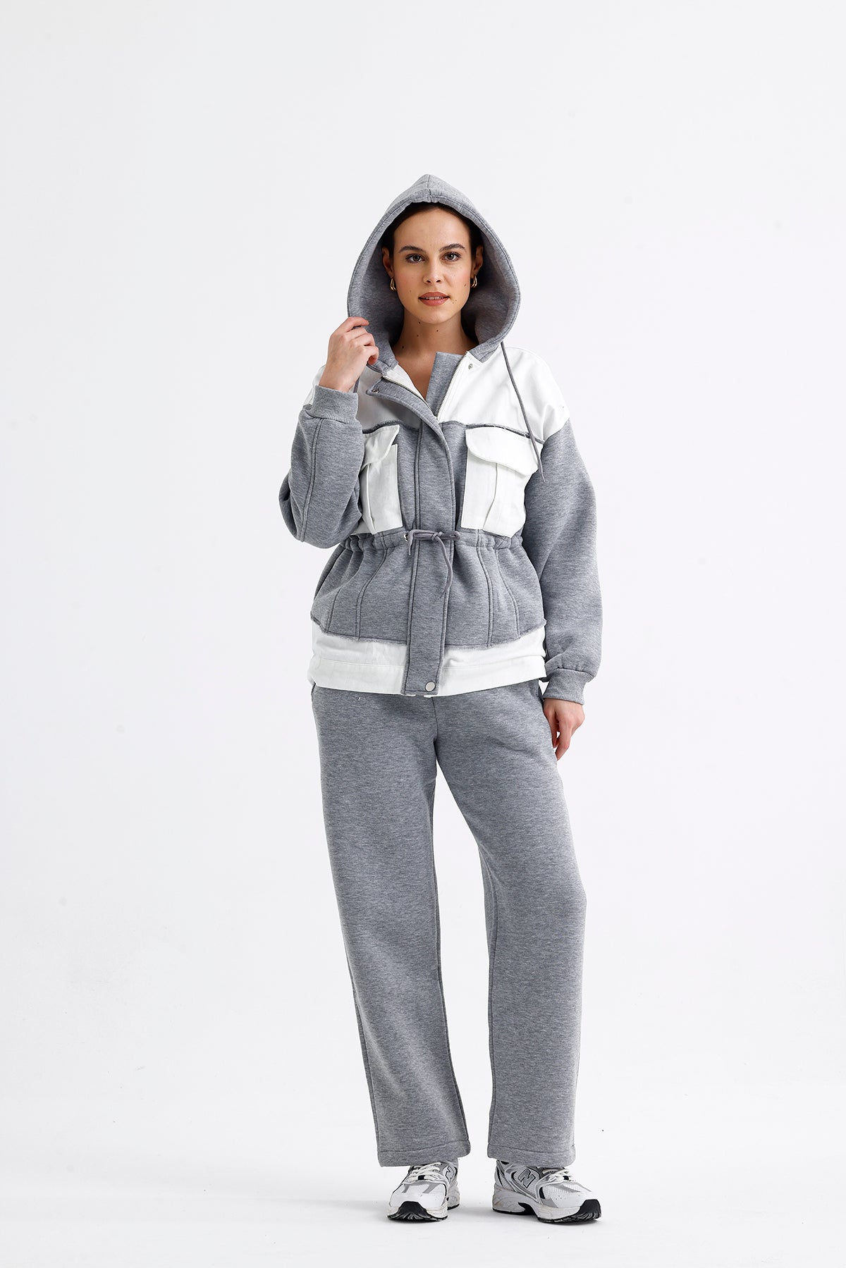 Gabardine Tracksuit Coat Set Gray 7022