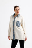 Denim Garnished Cardigan Cream