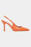 ELARA Orange Matte Slingback V-Vamp Pointed Toe Women’s Heels
