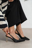 VIORA Black Satin Buckle Detail Women’s Gold Heel Shoes