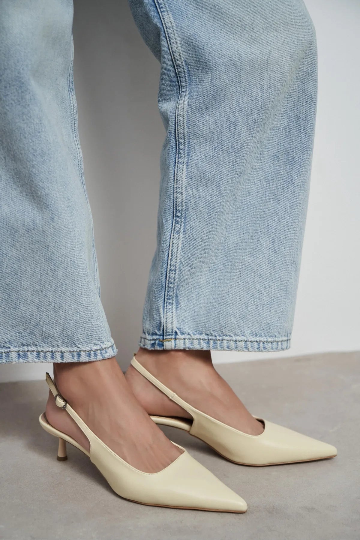DIPSY Butter Yellow Matte Buckle Detail Pointed Toe Women’s Heels