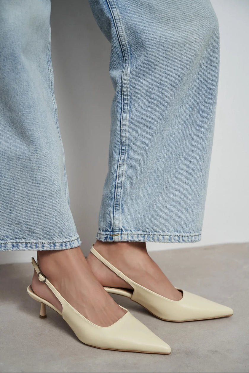 DIPSY Butter Yellow Matte Buckle Detail Pointed Toe Women’s Heels