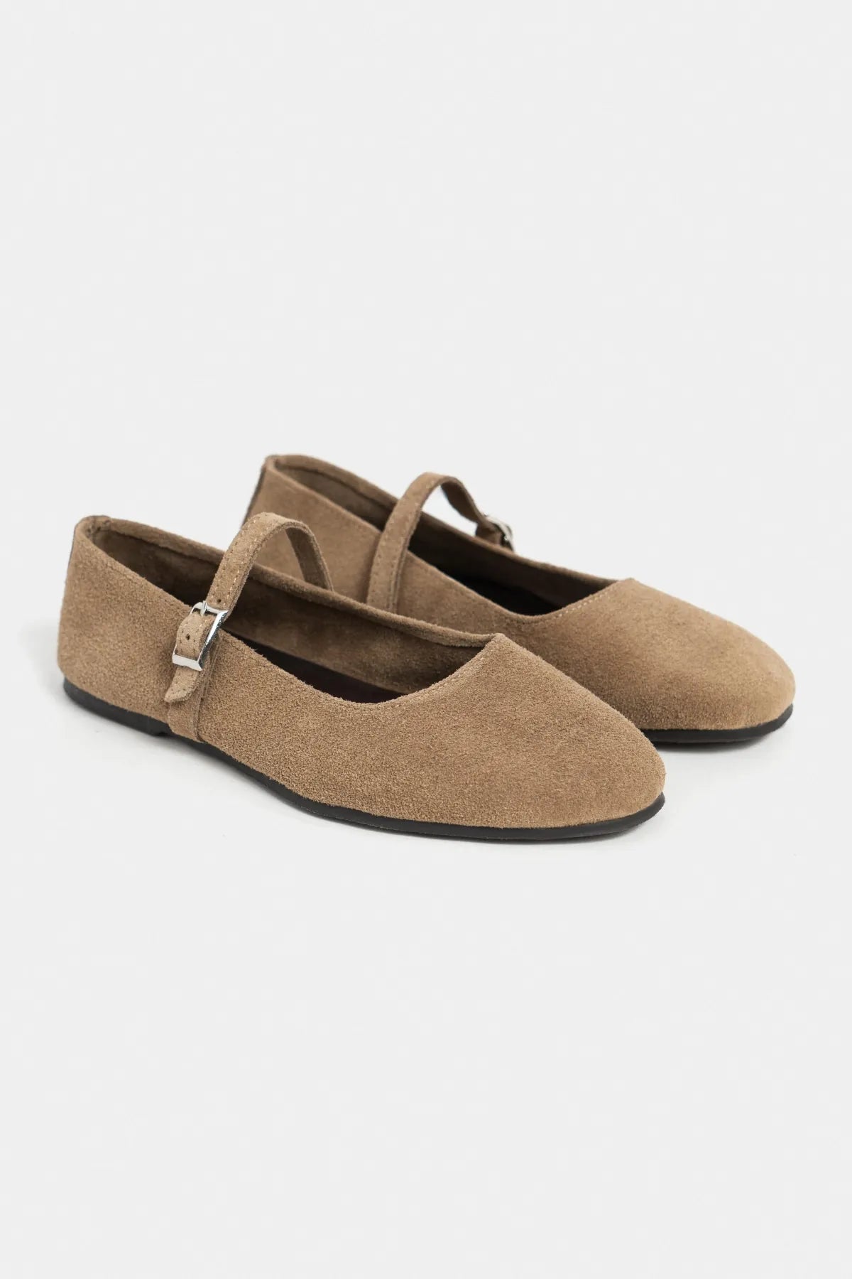 MONO Rome Beige Genuine Leather Buckle Detail Women’s Ballet Flats