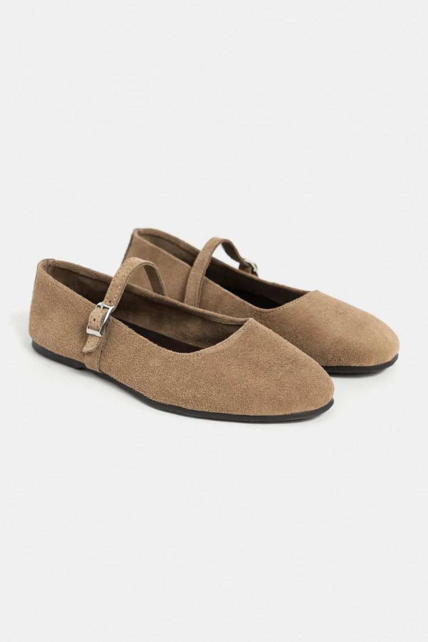 MONO Rome Beige Genuine Leather Buckle Detail Women’s Ballet Flats