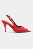ROXY Red Satin Ankle Strap Open Toe Women’s Heels