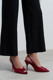 ROXY Burgundy Satin Ankle Strap Open Toe Women’s Heels