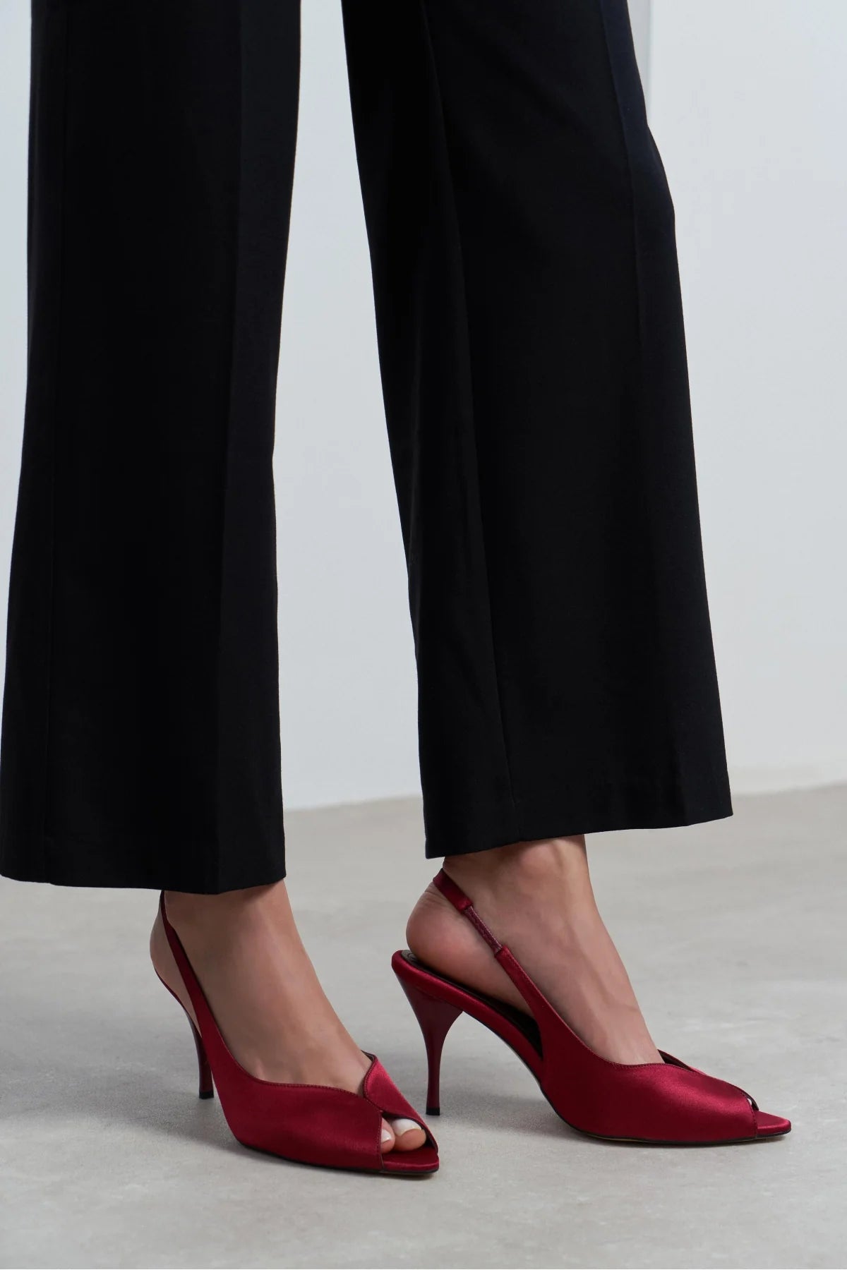 ROXY Burgundy Satin Ankle Strap Open Toe Women’s Heels