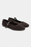 MONO Bitter Coffee Suede Genuine Leather Buckle Detail Women’s Ballet Flats