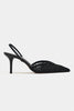 NORELY Black Knit Mesh Embroidered Slingback Women’s Heels