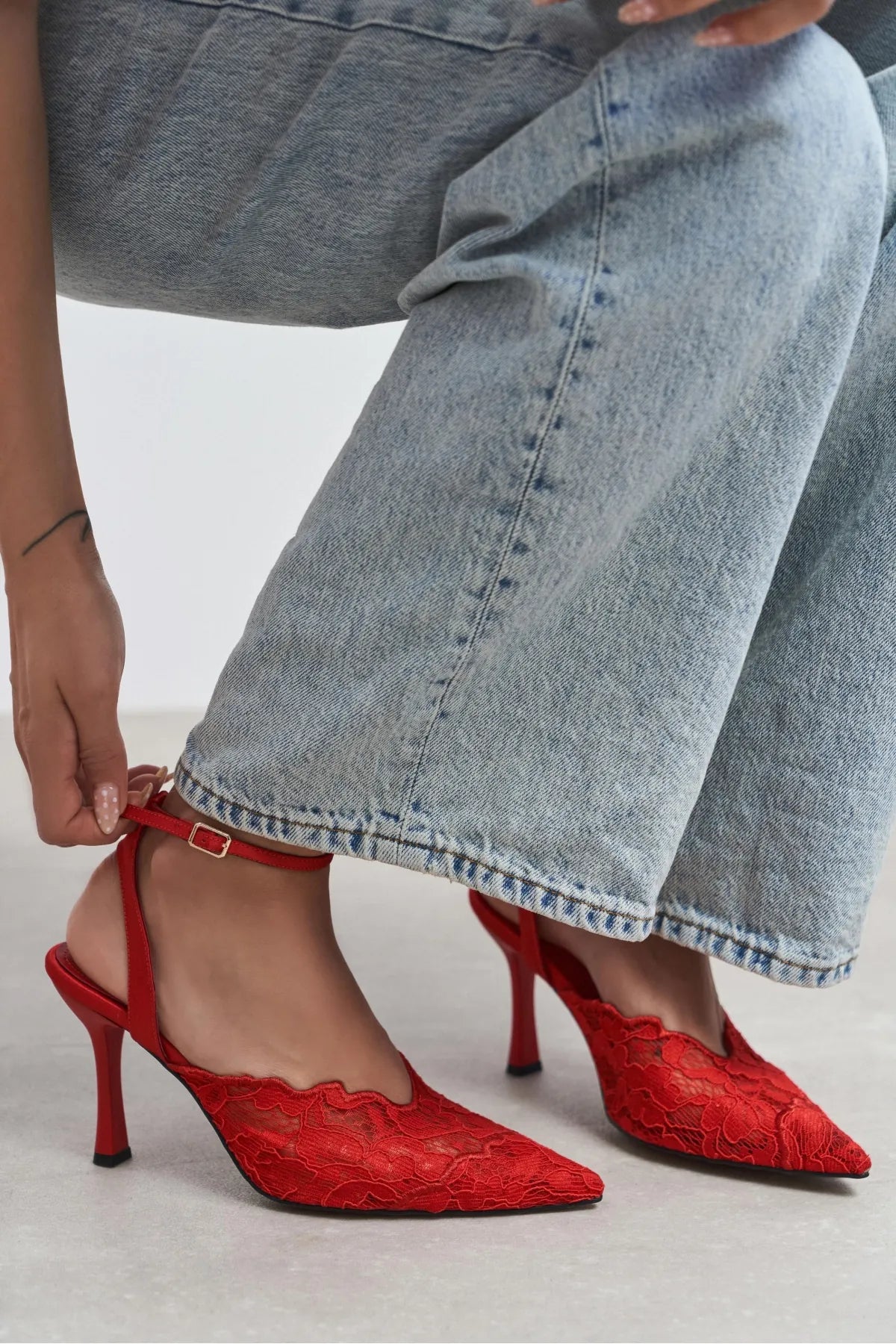 AVENY Red Lace Embroidered Back Strap Women’s Heels | FOOTWEAR | Heels | Lebbse AVENY Red Lace Embroidered Back Strap Women’s Heels | FOOTWEAR | Heels | Lebbse